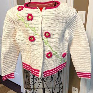 Handmade 100% Cotton Crochet Boxy Cardigan. Sz M EUC